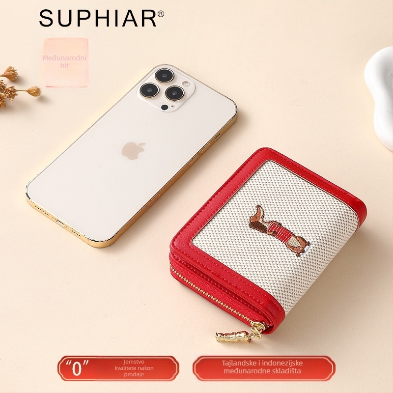 Ženski novčanik od PU kože s cvjetnim uzorkom, Suphiar, velik kapacitet za kartice i novčanicu za kovance, prozračan i otporan na habanje