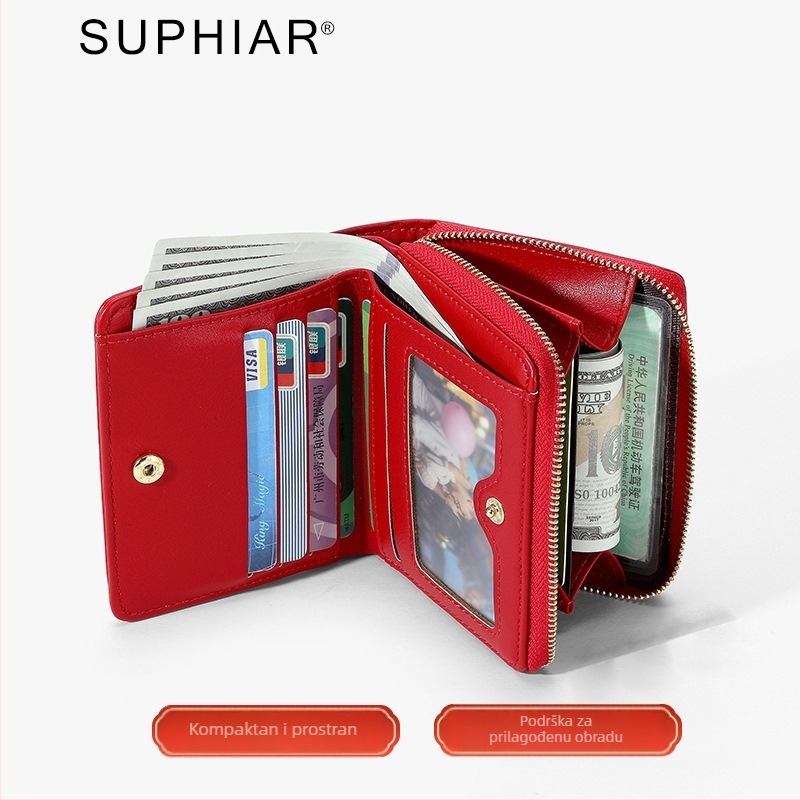 Ženski novčanik od PU kože s cvjetnim uzorkom, Suphiar, velik kapacitet za kartice i novčanicu za kovance, prozračan i otporan na habanje