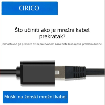 RJ45 mrežni produžni kabel, CAT5E FTP 26AWG, čisto bakar, muško–ženski konektor, brzina prijenosa 150