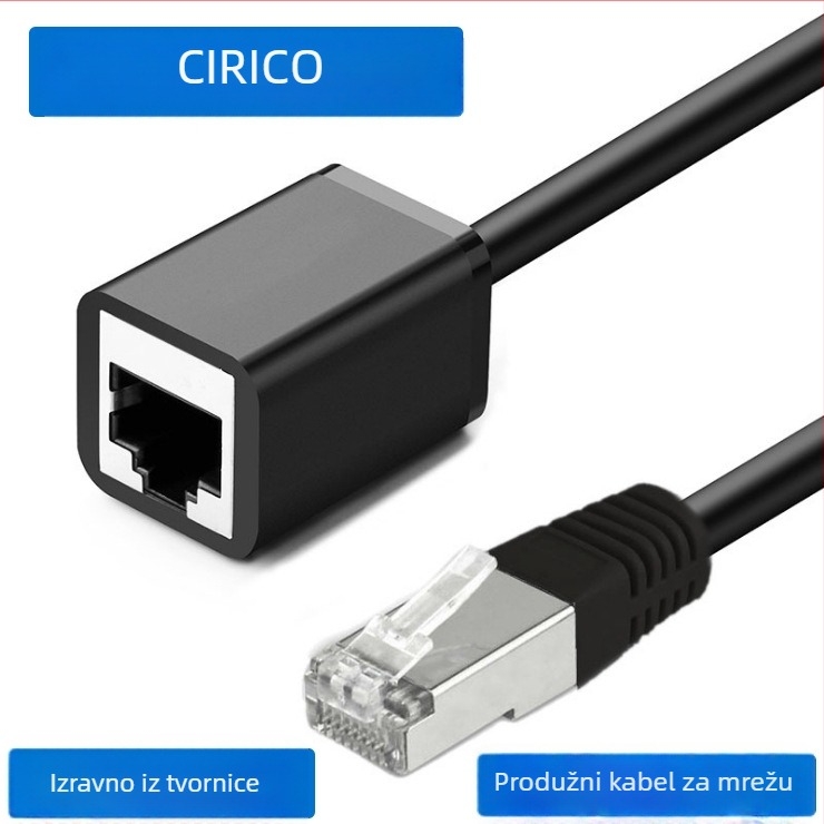RJ45 mrežni produžni kabel, CAT5E FTP 26AWG, čisto bakar, muško–ženski konektor, brzina prijenosa 150