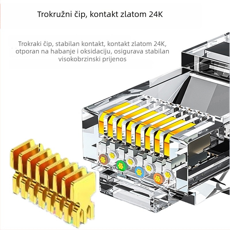 CAT6E mrežni kabel, RJ-45, uvijene parice, čista bakar, 1000 Mbps