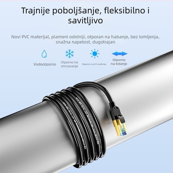 Ten Pole SJ-J7002 Cat7 mrežni kabel s uvijenim parovima, RJ-45, 10 Gbps, OFC bakar, 7 mm, za usmjerivače i sustave nadzora