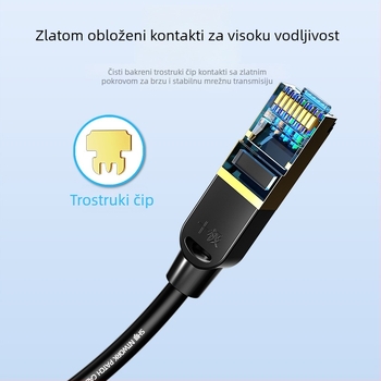 Ten Pole SJ-J7002 Cat7 mrežni kabel s uvijenim parovima, RJ-45, 10 Gbps, OFC bakar, 7 mm, za usmjerivače i sustave nadzora