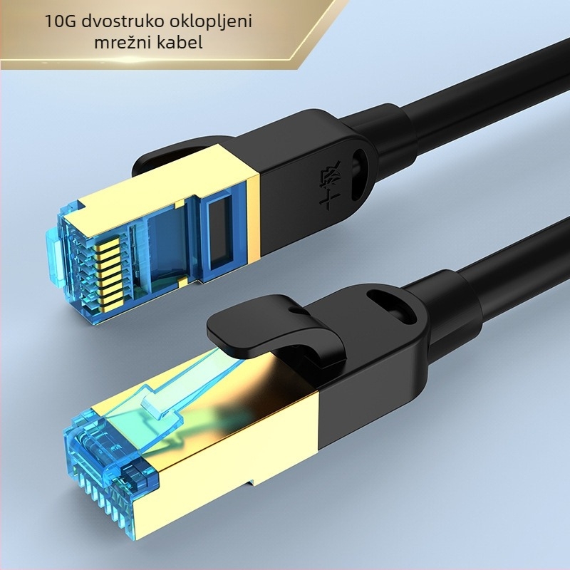 Ten Pole SJ-J7002 Cat7 mrežni kabel s uvijenim parovima, RJ-45, 10 Gbps, OFC bakar, 7 mm, za usmjerivače i sustave nadzora