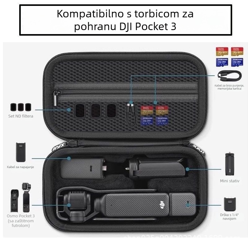 Torba s tvrdim kućištem za DJI Pocket 3 — otporna na udarce i trošenje, prilagodljiva dodatnoj opremi ručnog stabilizatora