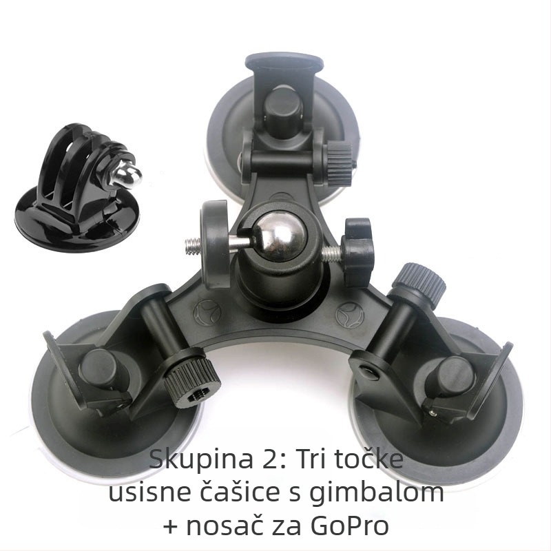 Auto nosač s vakuum držačem za GoPro akcijsku kameru – Hongwei Xp01-1; Materijal: plastični dijelovi; Nosivost: ispod 2 kg; U paket je: vakuumski držač, pan/tilt glava, držač za mobitel