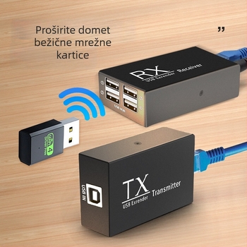 USB extender Hue104, universalna kompatibilnost, duljina kabla do 120 m, rezolucija 1920x1080, daljinsko buđenje nije podržano, upravljanje napajanjem nije podržano