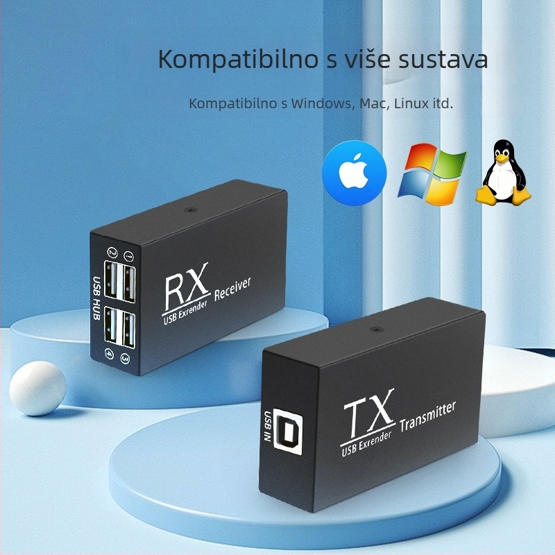 USB extender Hue104, universalna kompatibilnost, duljina kabla do 120 m, rezolucija 1920x1080, daljinsko buđenje nije podržano, upravljanje napajanjem nije podržano