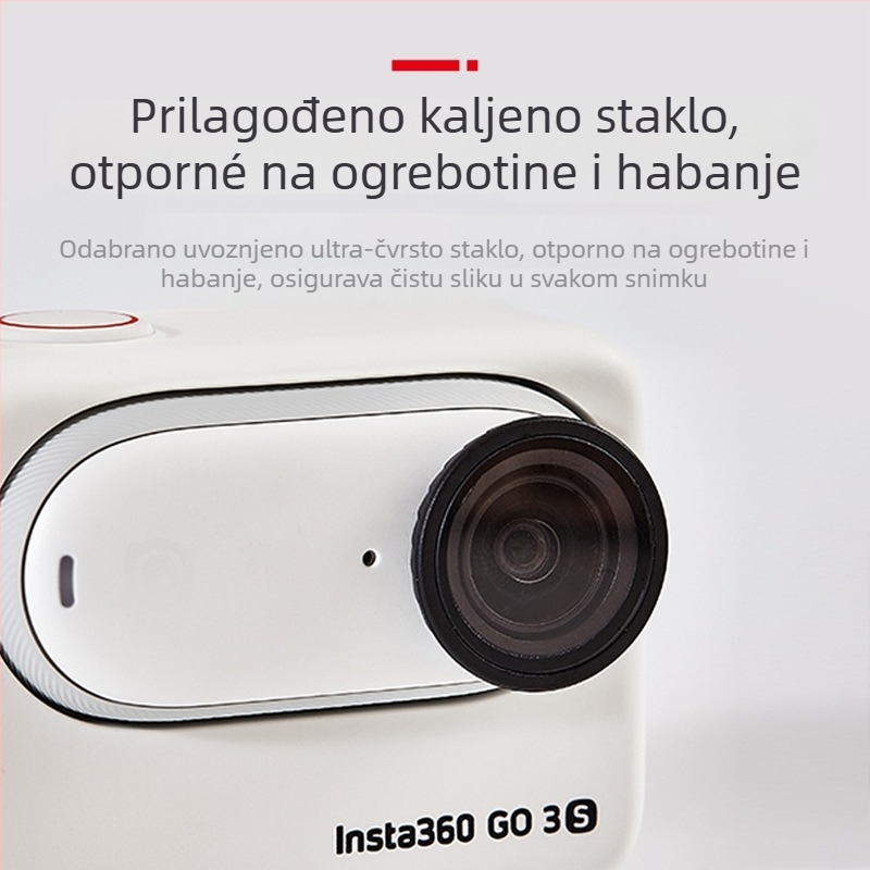 Zaštitno staklo objektiva za Insta360 GO 3S – anti-fog i anti-scratch optičko staklo; Marka Love xiaou; Modeli A-I3G3S-BHJ-GL / A-I3G3S-BHJ-PC; Kompatibilno s Insta360 GO; Materijal: staklo, plastika; Logo po narudžbi.
