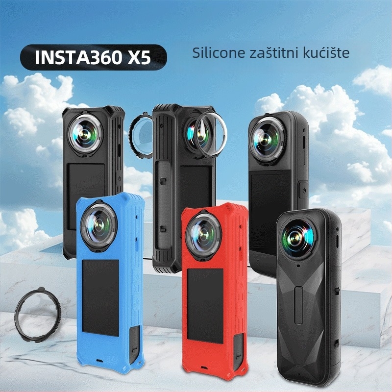 Silikon zaštitni kućište za Insta360 X5, otpornost na padove; uključuje zaštitnik za objektiv i ručnu traku; moguć ispis logotipa; tri garancije nakon prodaje
