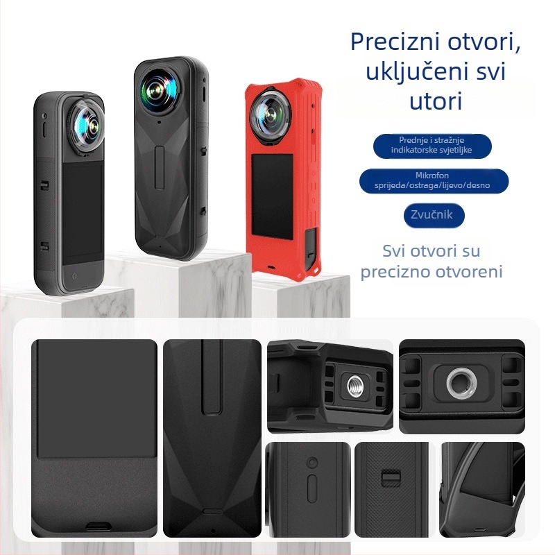 Silikon zaštitni kućište za Insta360 X5, otpornost na padove; uključuje zaštitnik za objektiv i ručnu traku; moguć ispis logotipa; tri garancije nakon prodaje