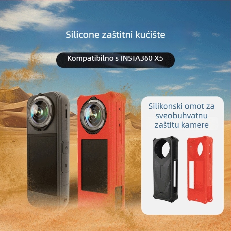 Silikon zaštitni kućište za Insta360 X5, otpornost na padove; uključuje zaštitnik za objektiv i ručnu traku; moguć ispis logotipa; tri garancije nakon prodaje