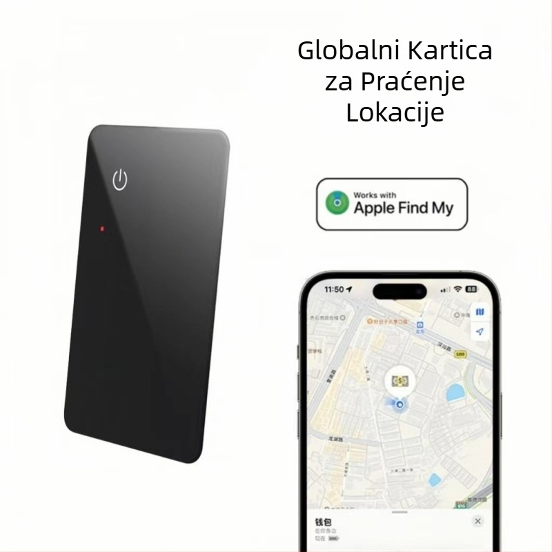 TR202 Kartični tracker s NFC bežičnim punjenjem, 110mAh baterija, tijelo od ABS-staklo, domet ≥40 m, kompatibilan s iOS-om, za novčanike, torbe i bicikle