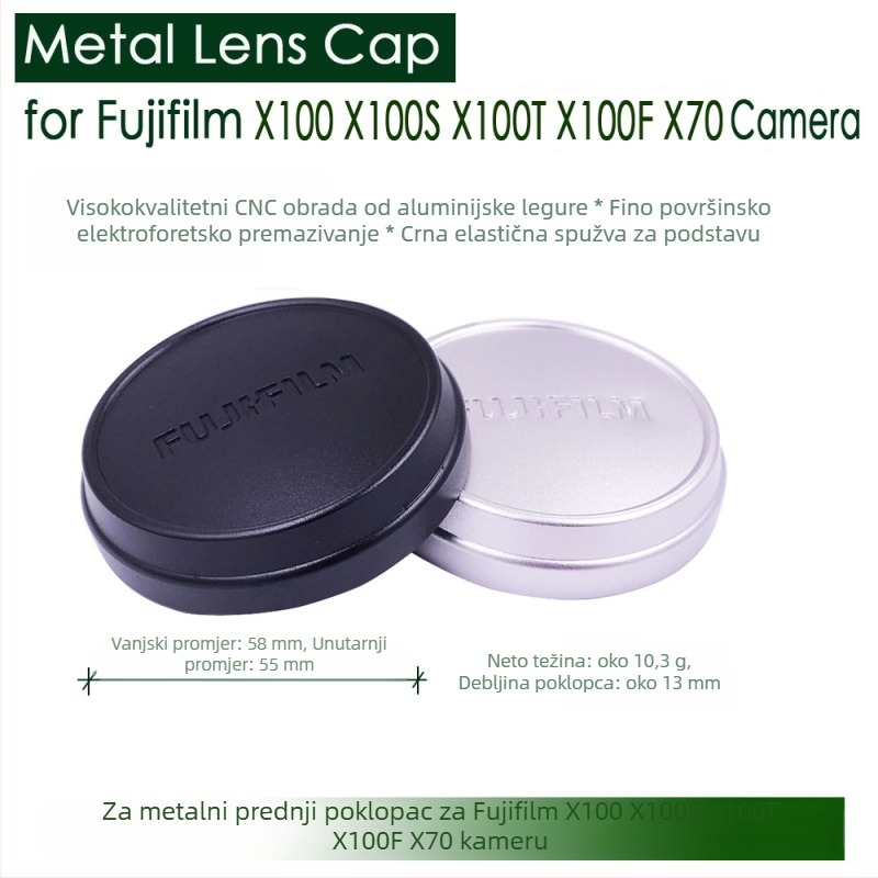 Metalni kapak za objektiv ALC-X100 za Fuji X100/X100F/X100S/X100T/X70 – otpornost na pad, OEM obrada