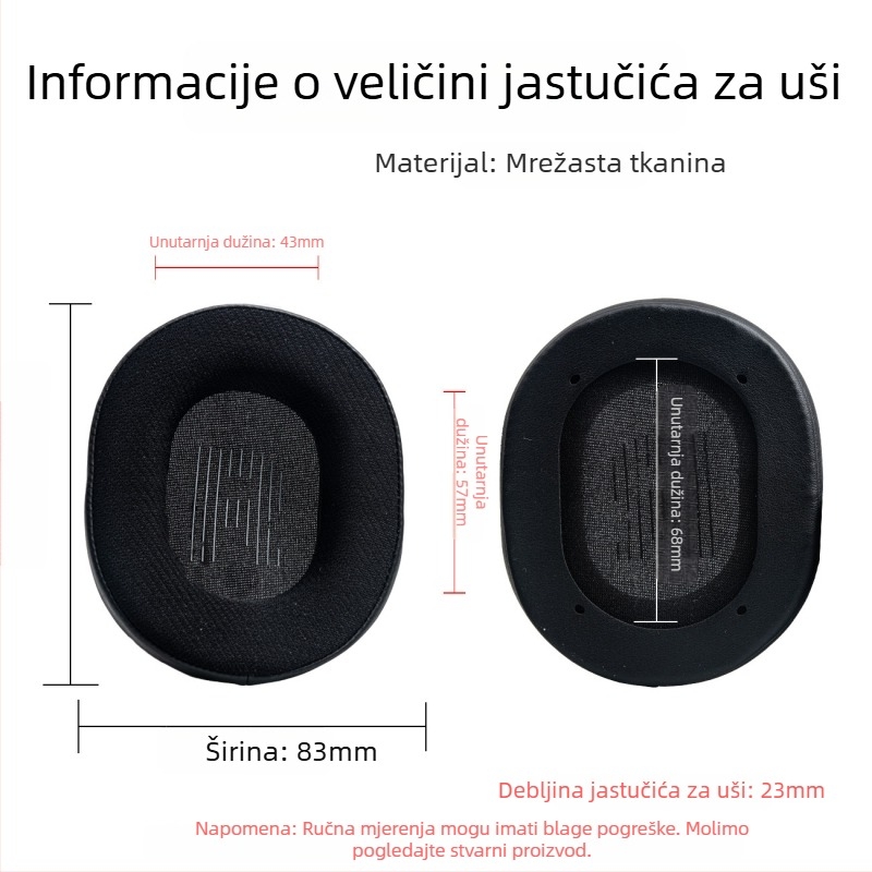 Prilagodljive navlake za uši za slušalice s prozračnom mrežastim memorijskim penom, mogućnost ispisa, udoban nošenje, izolacija buke