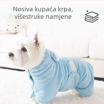 Nosivi ogrtač za kupanje kućnih ljubimaca – koral fleece, visoka apsorpcija, brzo sušenje, za pse