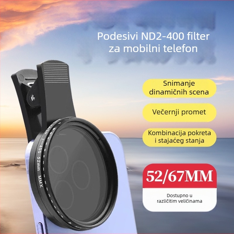 Demaxi Univerzalni ND filter ND2-400, podesivi, smanjuje svjetlost za pametne telefone, anti-laser