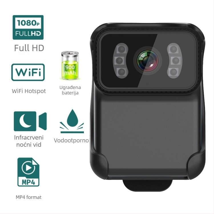CS02 vodootporna sportska kamera, 1080p HD, izravno povezivanje Wi‑Fi hotspot, MP4 format, TF kartica, 60 minuta baterija