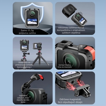 Metalni zaštitni okvir za DJI Osmo 360 panoramsku kameru – metalna konstrukcija s poklopcem za objektiv