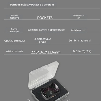 Magnetski UV filter za DJI Pocket 3 s prilagodljivim ND povećalom lećom; optičko staklo + aluminijsko kućište; uključene 2 leće