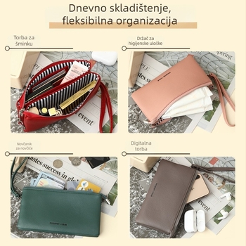 ProsperVogue PU kožni ženski novčanik i torbica za mobitel, ultra lagana, vodootporna, velika kapacitet, gradski minimalistički stil, jednobojna