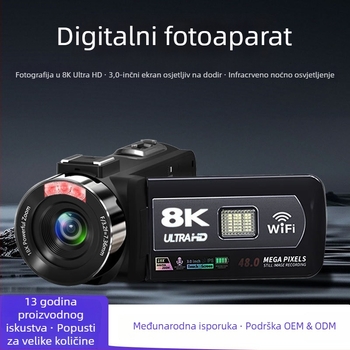 8K digitalna kamera s 3,0-inčnim dodirnim zaslonom, CMOS senzor, SD kartica za pohranu i noćno snimanje