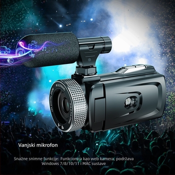 HDV900 profesionalna kamera s CMOS senzorom 12 MP, 18x optički zum, 1080p rezolucija, rotirajući 3,0‑inch LCD