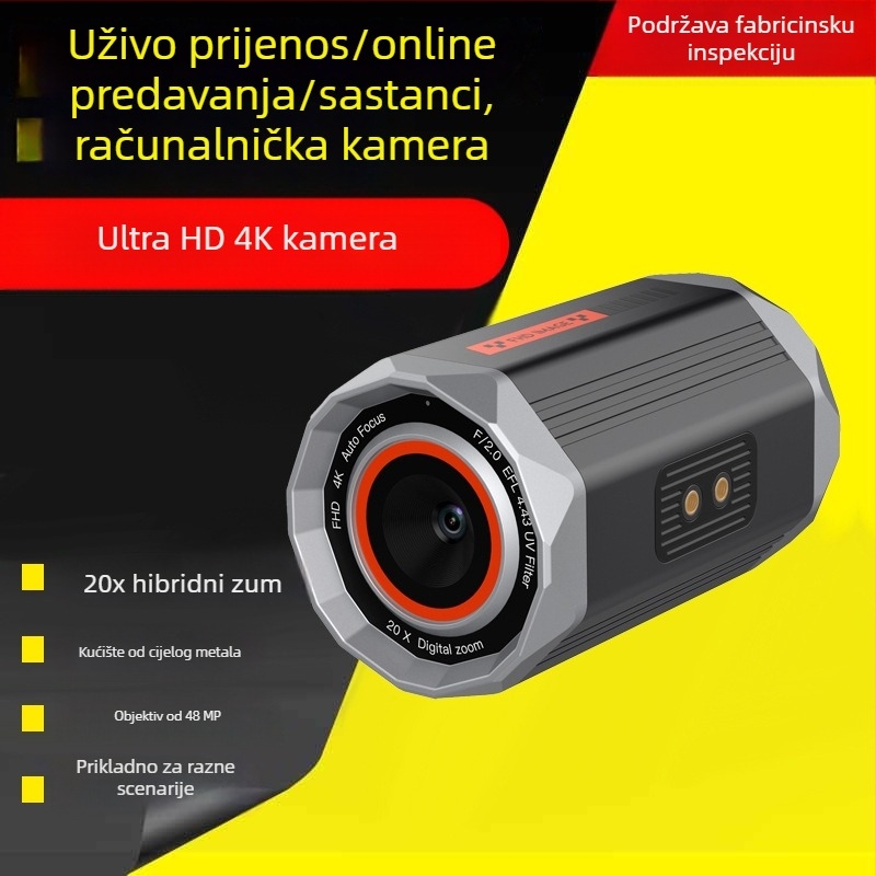 4K kamera za livestream s CMOS senzorom od 48MP, rezolucija 3840x2160, daljinski upravljač, noćno vidjenje