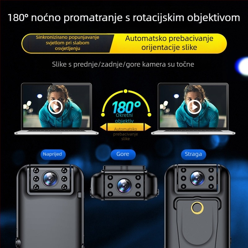 Aivalo A81 4K nosivi video rekordor s 1,3-inčnim LCD-om, TF kartom, noćnim vidom, anti-vibracijom, stražnji klip