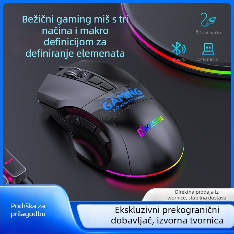 Gaming miša s 9-tipki makro definicijom, 2500dpi, bežična (USB sučelje, doseg 10 m)