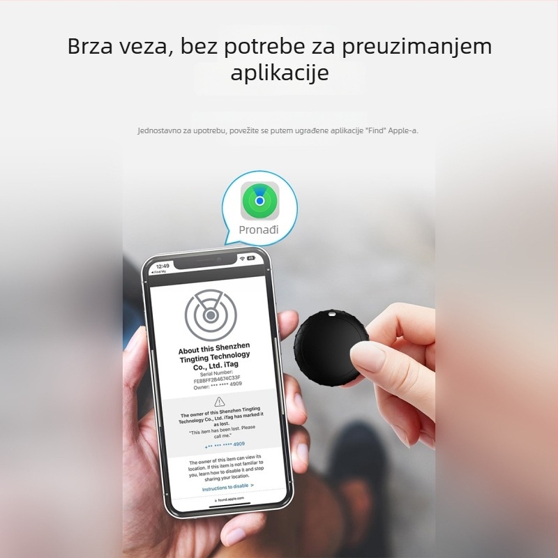 AirTag-stil lokalizator za djecu, starije i kućne ljubimce uz GPS praćenje – na ključni lanac, model JHX09, 210mAh, dimenzije 31.5×31.5×7.8mm, težina 7 g, kompatibilan s iOS