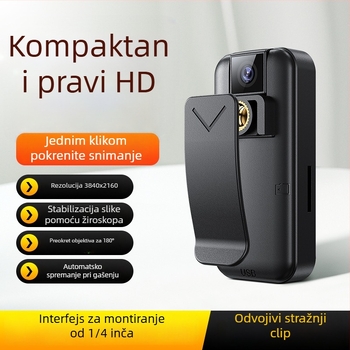 Pero-stil kamera 4K s ugrađenim mikrofonom, kompaktni videoregistrator, 4K/2K/FHD, do 256 GB pohrane, baterija oko 120 minuta, bez LCD zaslona