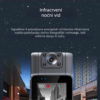 Telesna kamera s klipom, model L11 — 12MP, TF kartica pohrana, 2-inčni LCD, trajanje baterije 4 sata