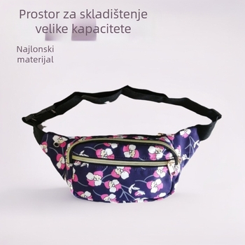 Najlon ženska sportska torbica za pojas, velika kapaciteta, višeslojni cvjetni uzorak, otporna na habanje, proširiva, kompaktna za skladištenje
