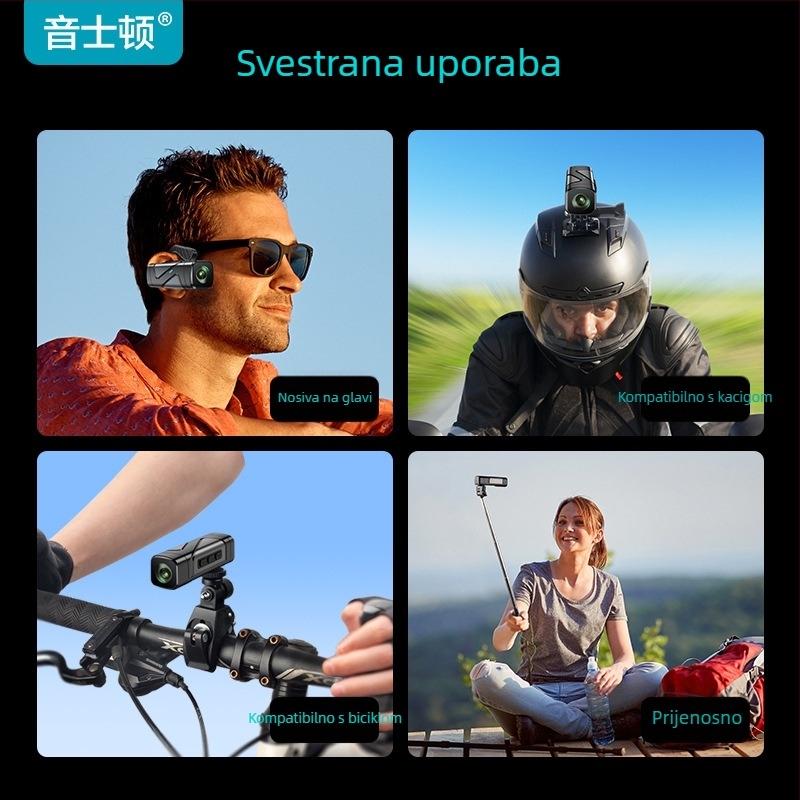 HY-X8 naglavna akcijska kamera, 5 sati baterije, TF memorija, bez zaslona, 3000W piksela