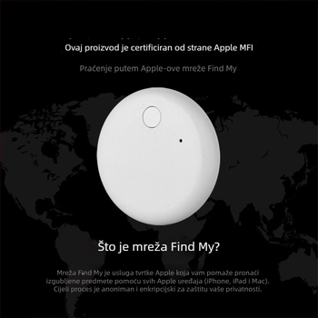 AirTag-kompatibilan tražilac F6 – 210 mAh baterija, iOS kompatibilnost, težina 9 g, ABS materijal