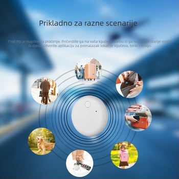 AirTag-kompatibilan tražilac F6 – 210 mAh baterija, iOS kompatibilnost, težina 9 g, ABS materijal