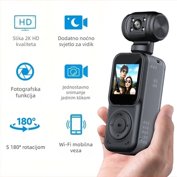 4K ručna kamera za vanjske sportove i vožnju biciklom sa zaslonom, noćnim vidom i stabilizacijom slike — 140° širokokutni objektiv, 1,5" LCD, Micro SD podrška, 10h baterija, model Q5
