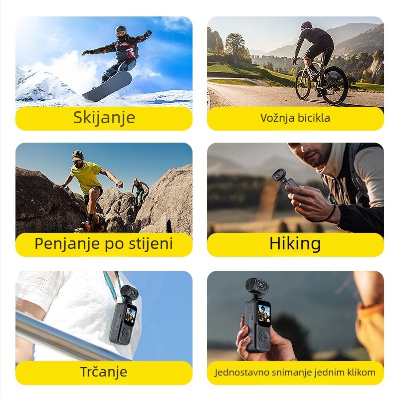 4K ručna kamera za vanjske sportove i vožnju biciklom sa zaslonom, noćnim vidom i stabilizacijom slike — 140° širokokutni objektiv, 1,5" LCD, Micro SD podrška, 10h baterija, model Q5