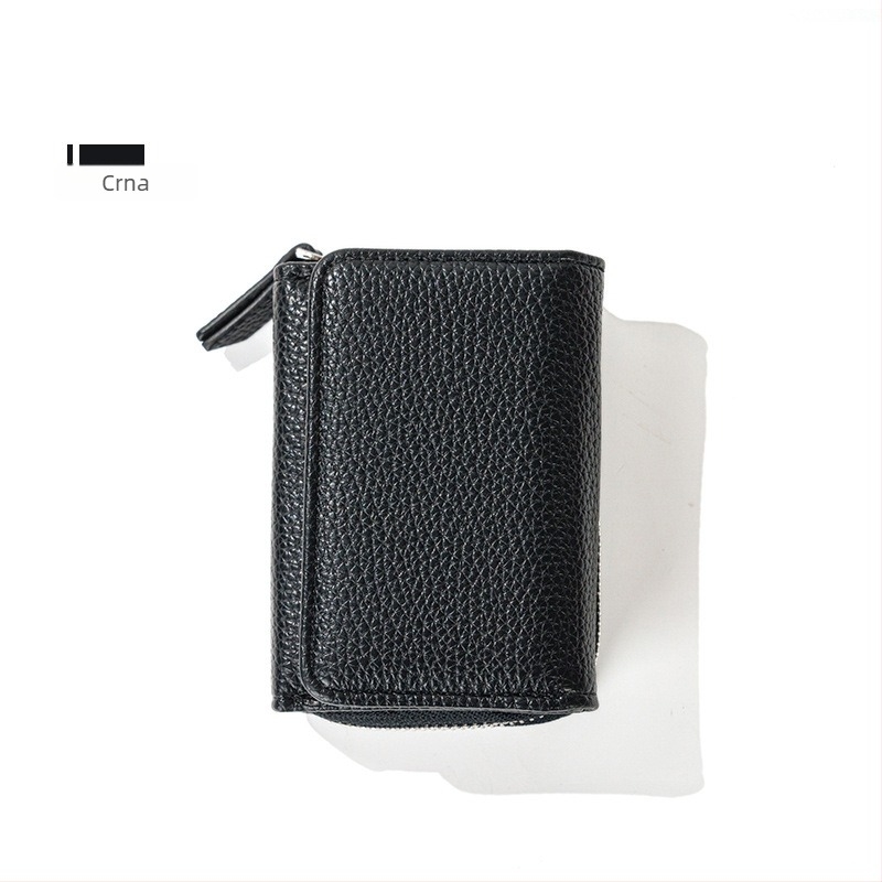 Novčanik za kovanice s lychee uzorkom, PU koža, integrirani držač kartica, unisex poslovni stil, proljeće 2025