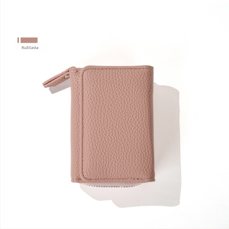 Novčanik za kovanice s lychee uzorkom, PU koža, integrirani držač kartica, unisex poslovni stil, proljeće 2025