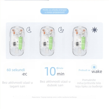 Bluetooth miš za ured s dvostrukim načinom, 3 tipke, DPI 800-1600, fotoelektrični senzor, Plug-and-Play