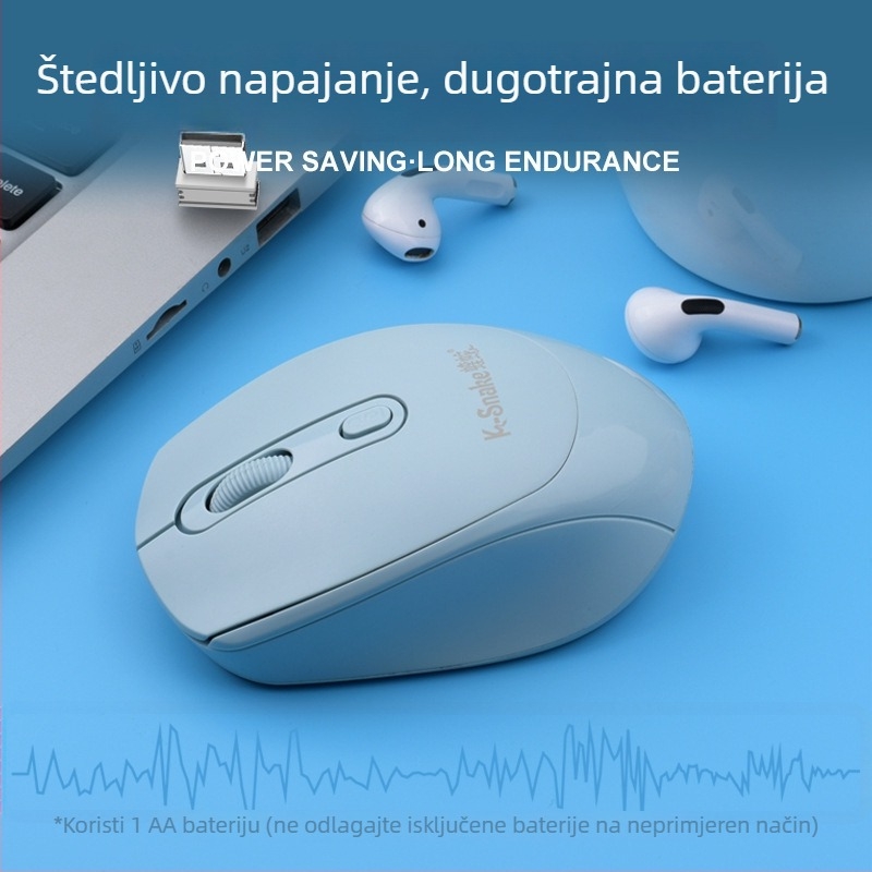 Viper W500 bežični optički miš, 1600 DPI, 3 tipke, 2.4G, Plug-and-Play, ergonomski