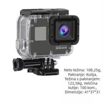 Vodootporan kućište GoPro HERO7, Acrylic-PC konstrukcija, dubina 60 m, dodirni zaslon, apsorpcija udara i otpornost na pad