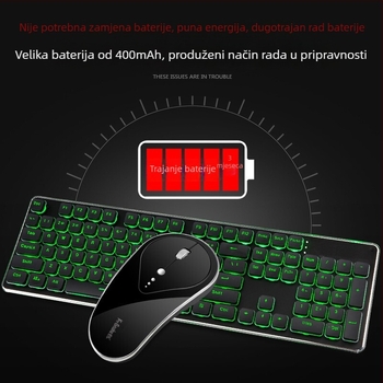 Viper WK500 bežični set tipkovnice i miša s pozadinskim osvjetljenjem, USB sučeljima, 1800 DPI, ergonomski dizajn