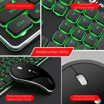 Viper WK500 bežični set tipkovnice i miša s pozadinskim osvjetljenjem, USB sučeljima, 1800 DPI, ergonomski dizajn