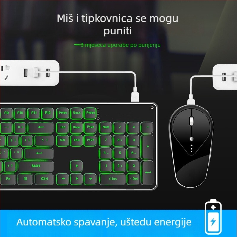 Viper WK500 bežični set tipkovnice i miša s pozadinskim osvjetljenjem, USB sučeljima, 1800 DPI, ergonomski dizajn