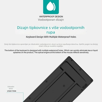 Bežični set tipkovnice i miša za kućnu i uredsku upotrebu — USB tipkovnica i USB miš, 1200 dpi, ergonomski, vodootporan, baterije uključene