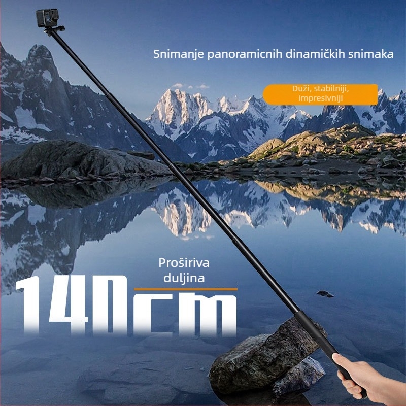 Selfie štap za GoPro i pametni telefon, legura konstrukcija, univerzalni stil, sustav stabilizacije, bez daljinskog upravljača