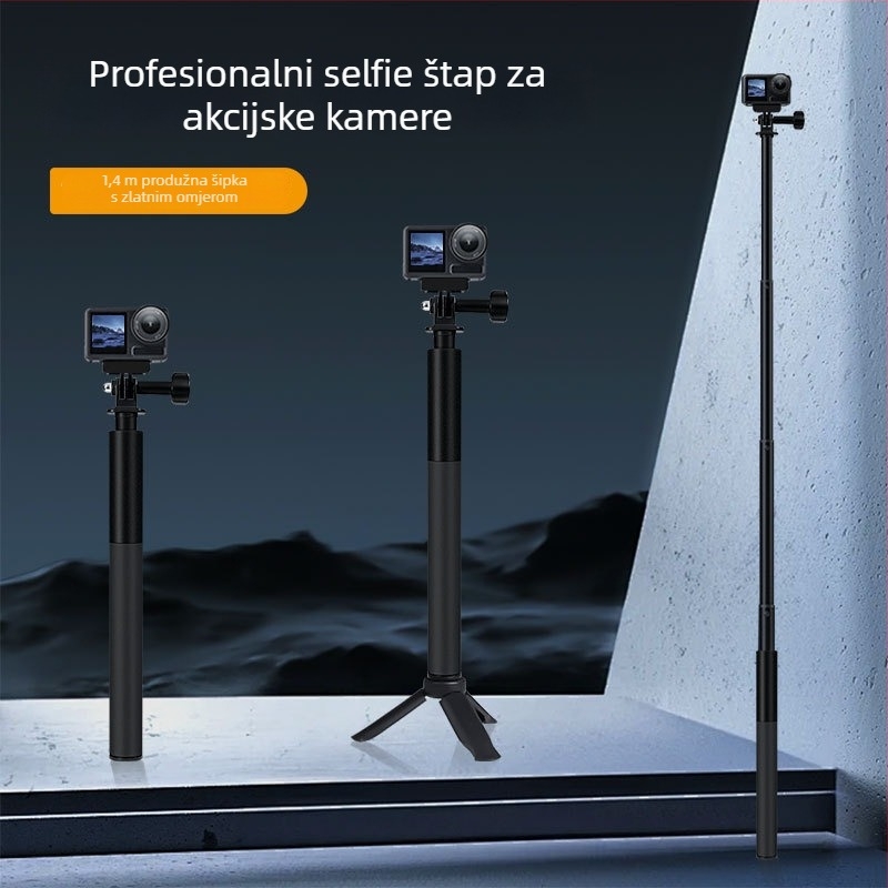 Selfie štap za GoPro i pametni telefon, legura konstrukcija, univerzalni stil, sustav stabilizacije, bez daljinskog upravljača